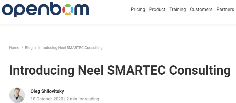 Introducing Neel SMARTEC Consulting by OpenBOM PLM Authorized Partner
