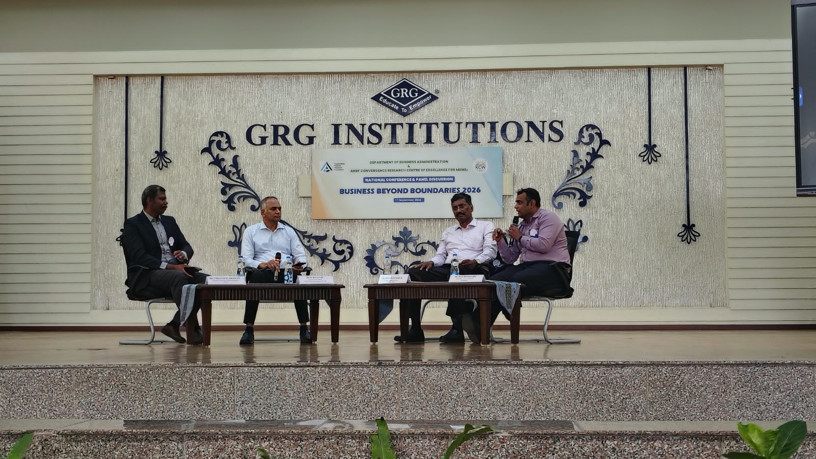 Uthayan Elangovan, Raghavan, Pradeep John and Raja Ramasamy on the panel stage