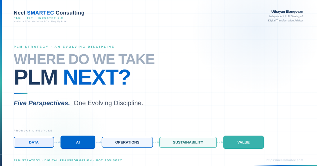 Where Do We Take PLM Next? Exploring the future of PLM through data, AI, operations, sustainability and business value.